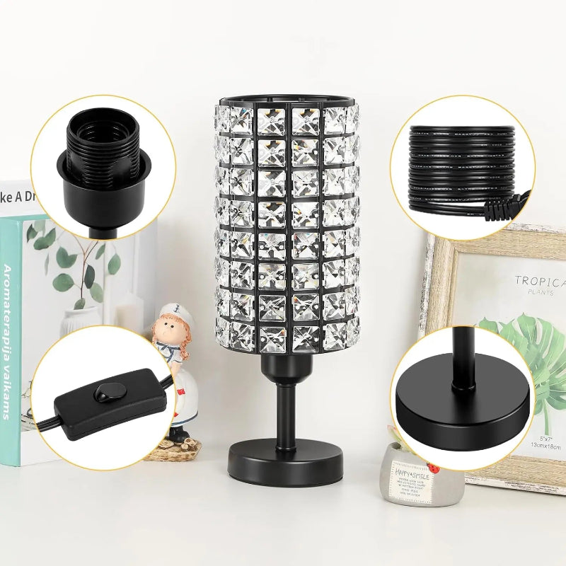 Noir Crystal Table Lamp Set