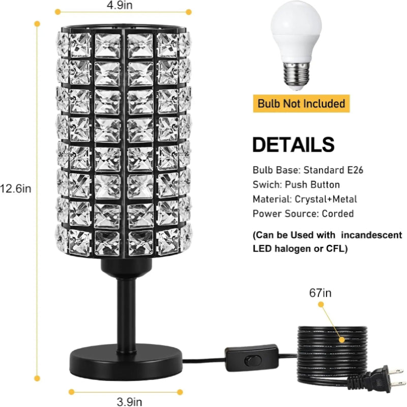 Noir Crystal Table Lamp Set