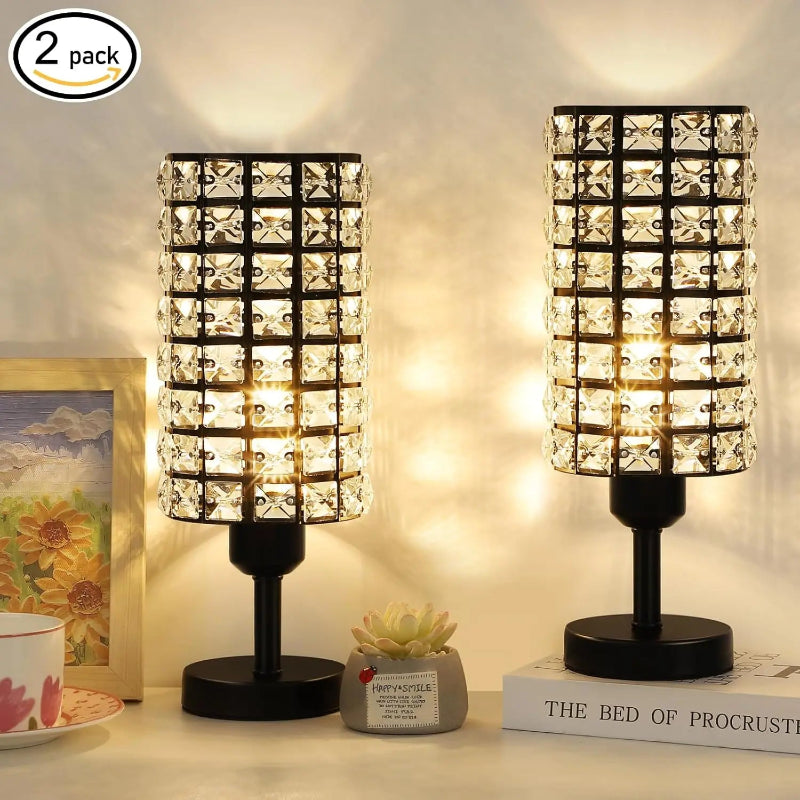 Noir Crystal Table Lamp Set